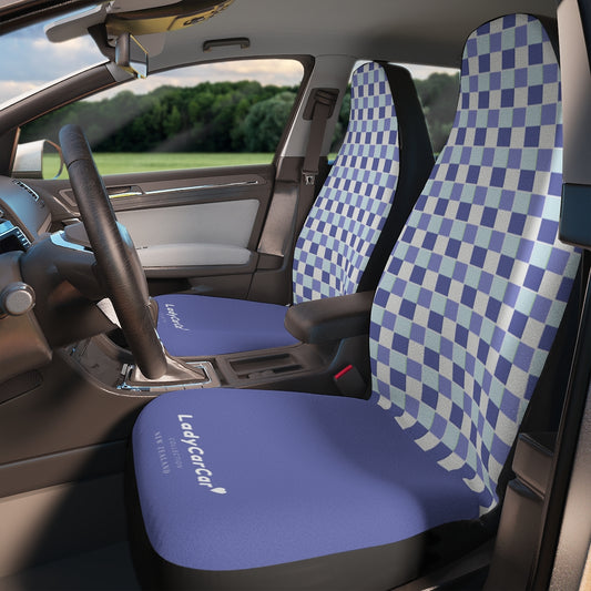 Bright summer plaids I | blue | car seat covers
