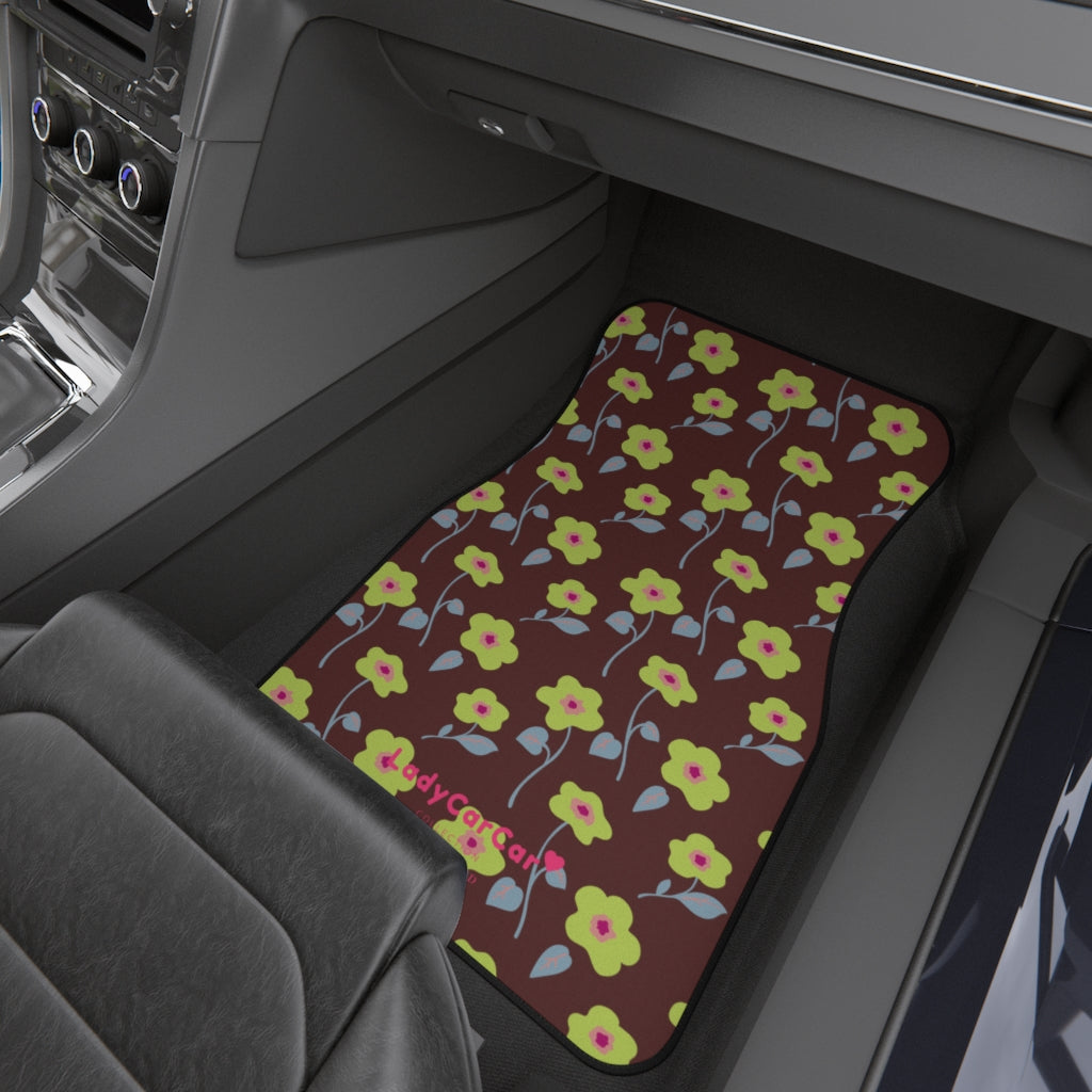 Floral medley | brown and yellow | front car floor mats