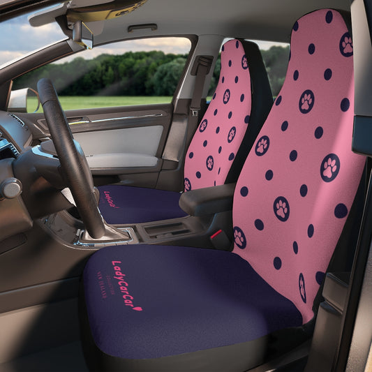 Paws and polka dots I | pink | car seat covers