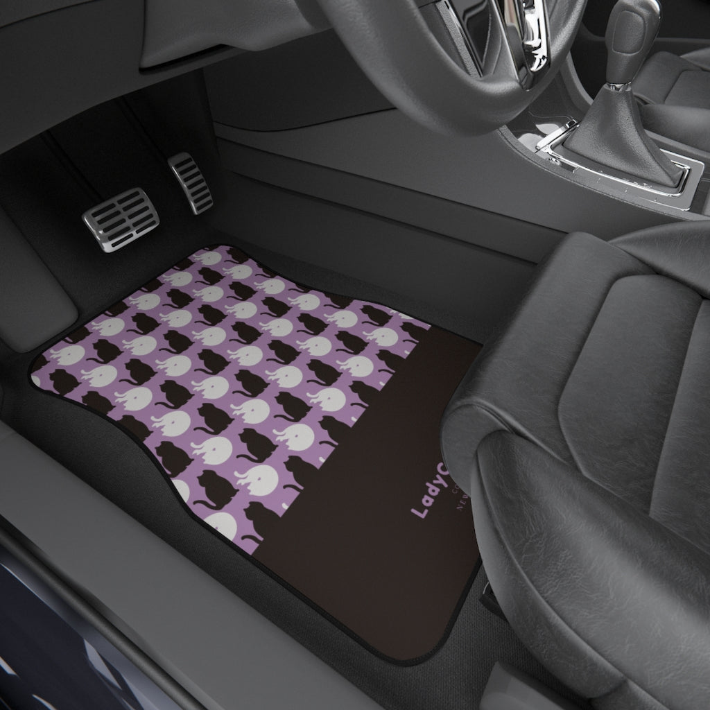 Kawaii black cats I | lavender | front car floor mats