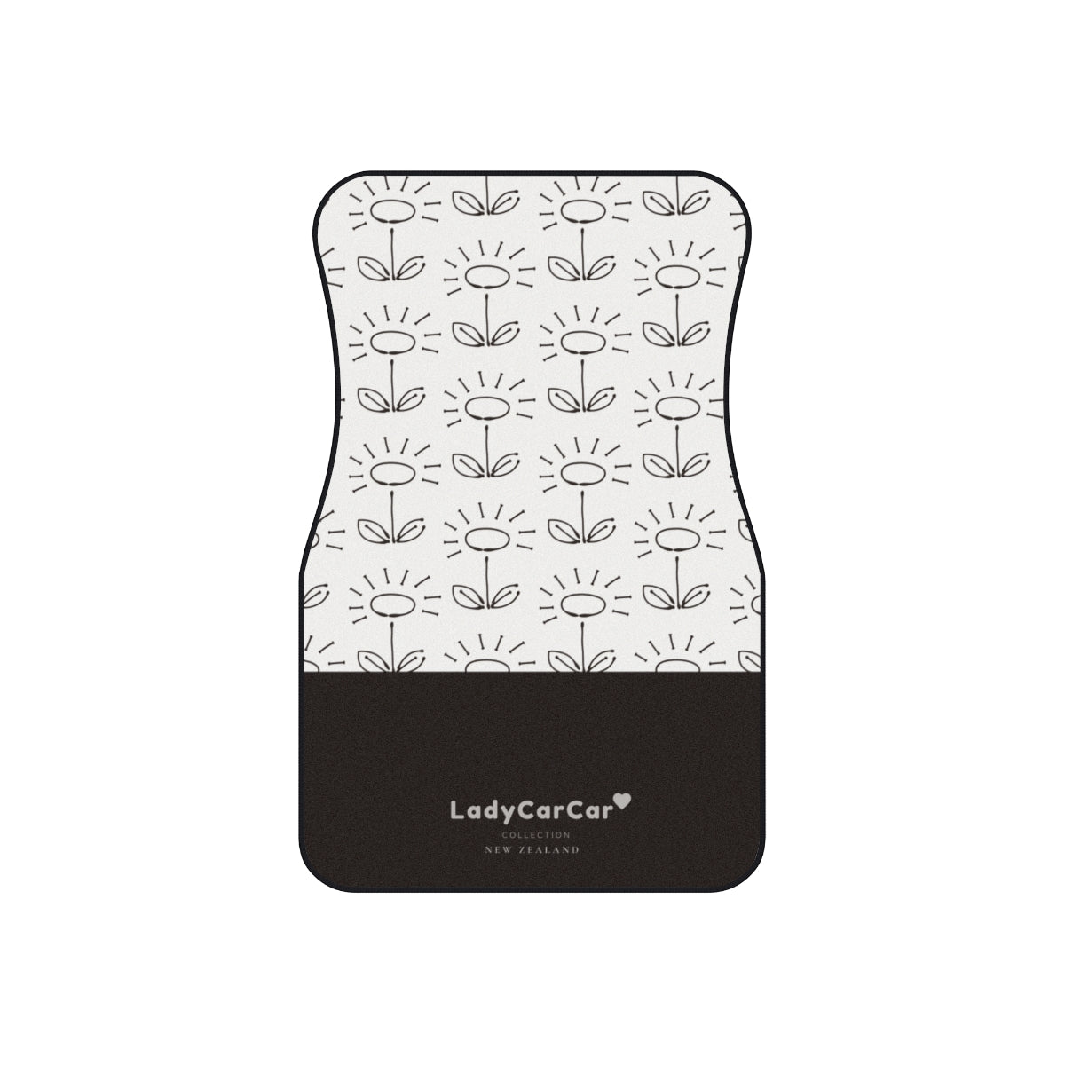 Doodle flower I | black and white | front car floor mats