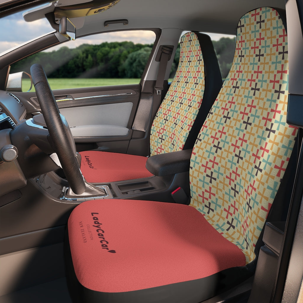 Colourful cross pattern I | orange | car seat covers