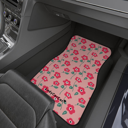 Floral medley | pink and red | front car floor mats