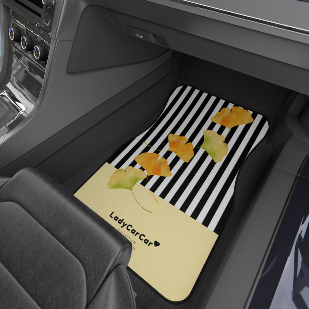 Ginkgo leaves x Stellapopo I | yellow and black | front car floor mats