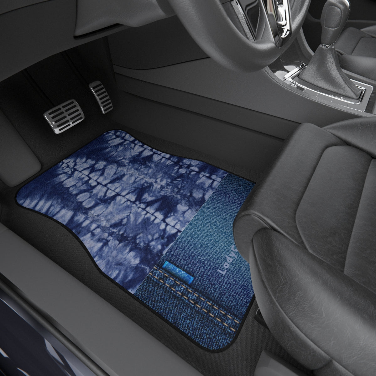 Tie Dye Dream I | blue and denim | front car floor mats