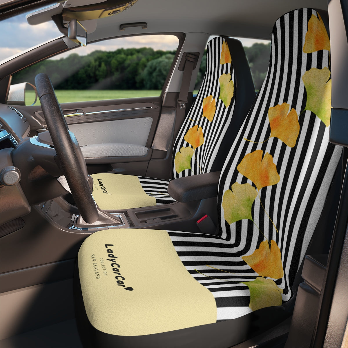 Gingko leaves x Stellapopo I | yellow and black | car seat covers