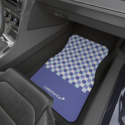 Bright summer plaids I | blue | front car floor mats