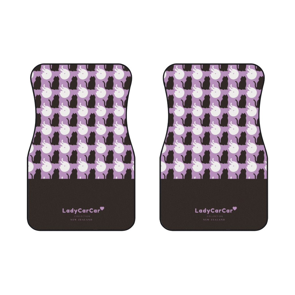 Kawaii black cats I | lavender | front car floor mats