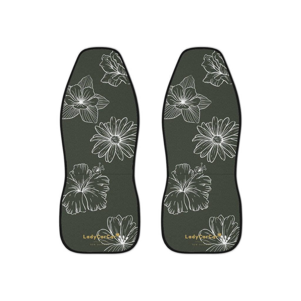 Floral line flower I | charcoal | car seat covers