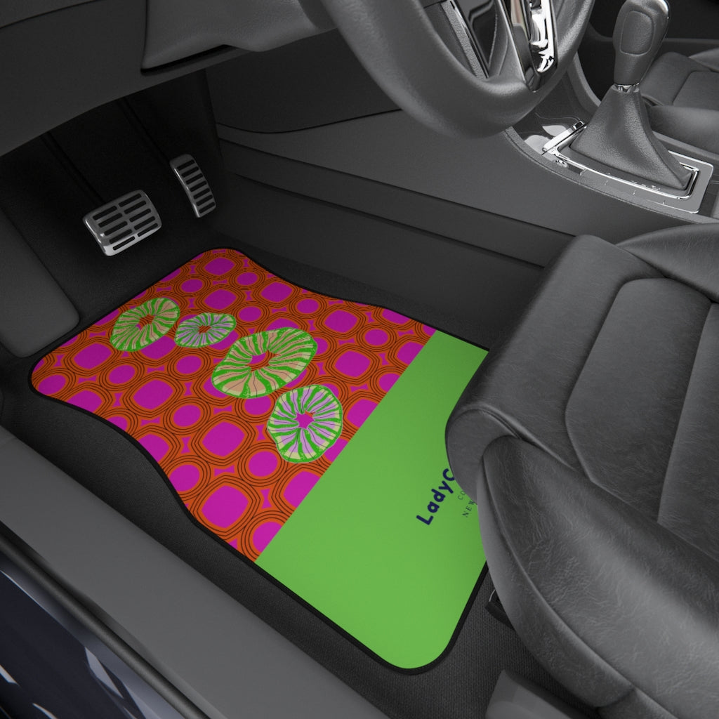 Retro mood and corals I | green | front car floor mats