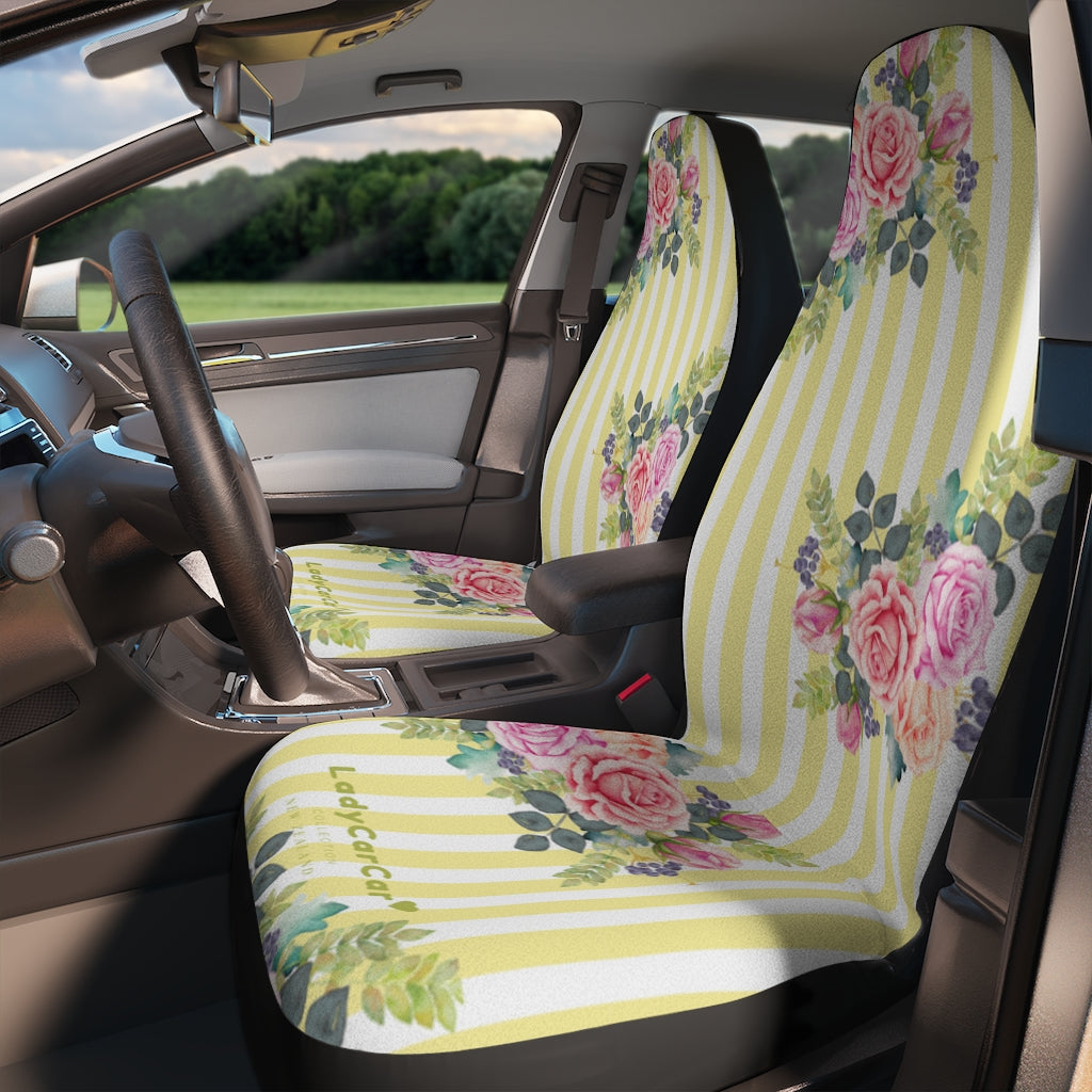 Cottage floral stripes | yellow | car seat covers