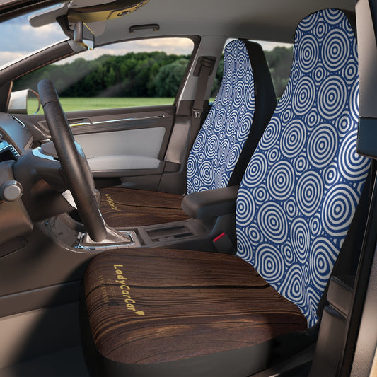 Onsen whimsy I | blue and wood | car seat covers