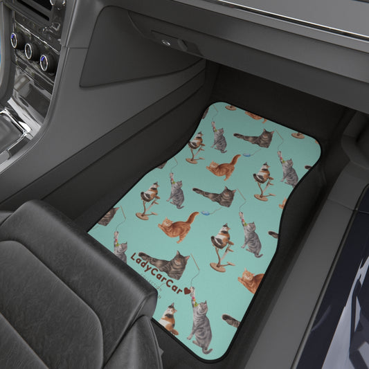 Cat playground II | mint | front car floor mats