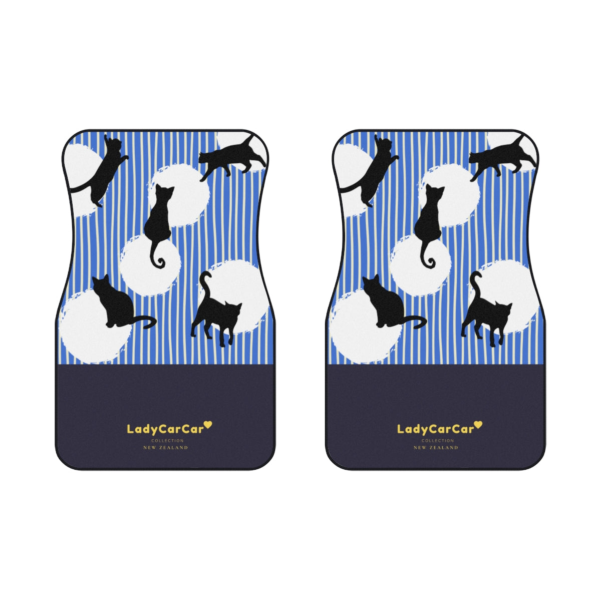 Cats chase light I | blue | front car floor mats