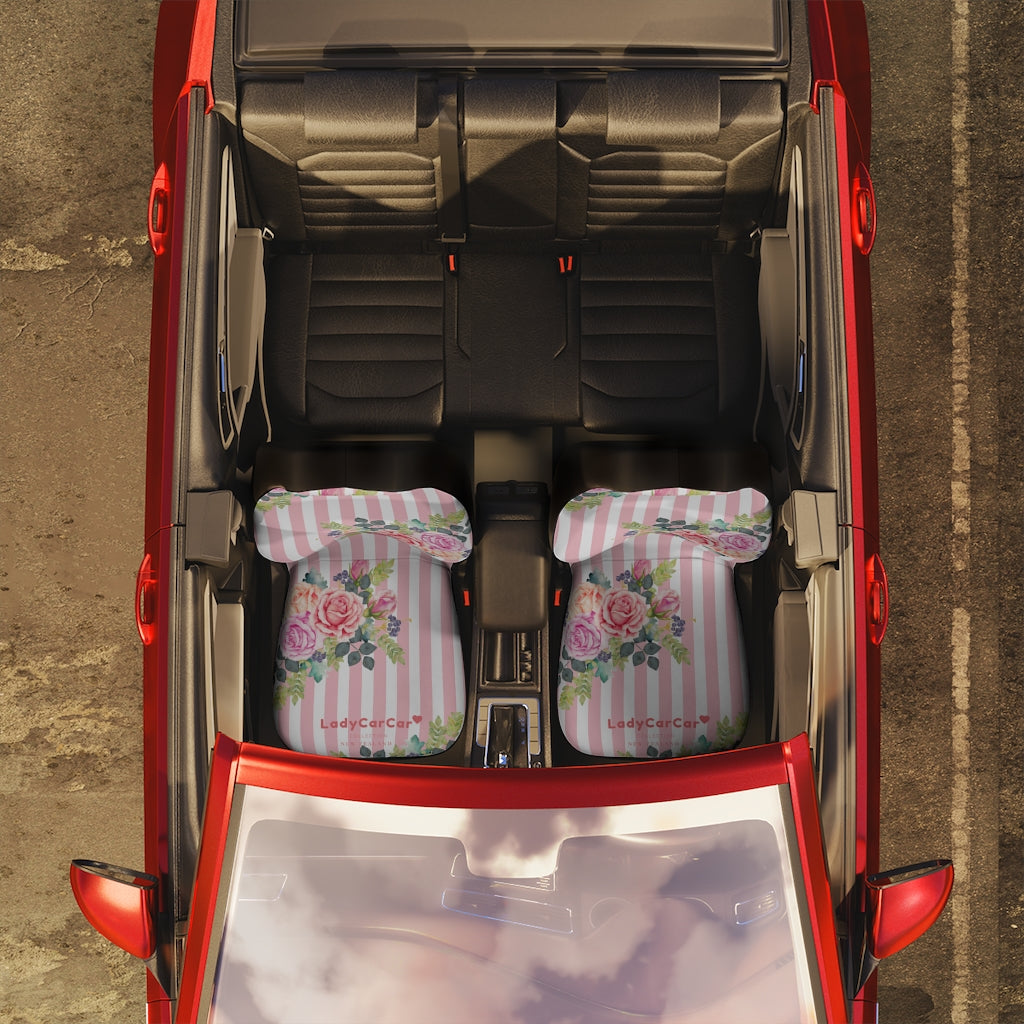 Cottage floral stripes | pink | car seat covers