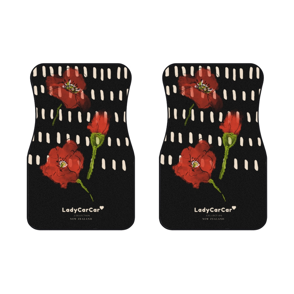 Poppies memories I | black | front car floor mats