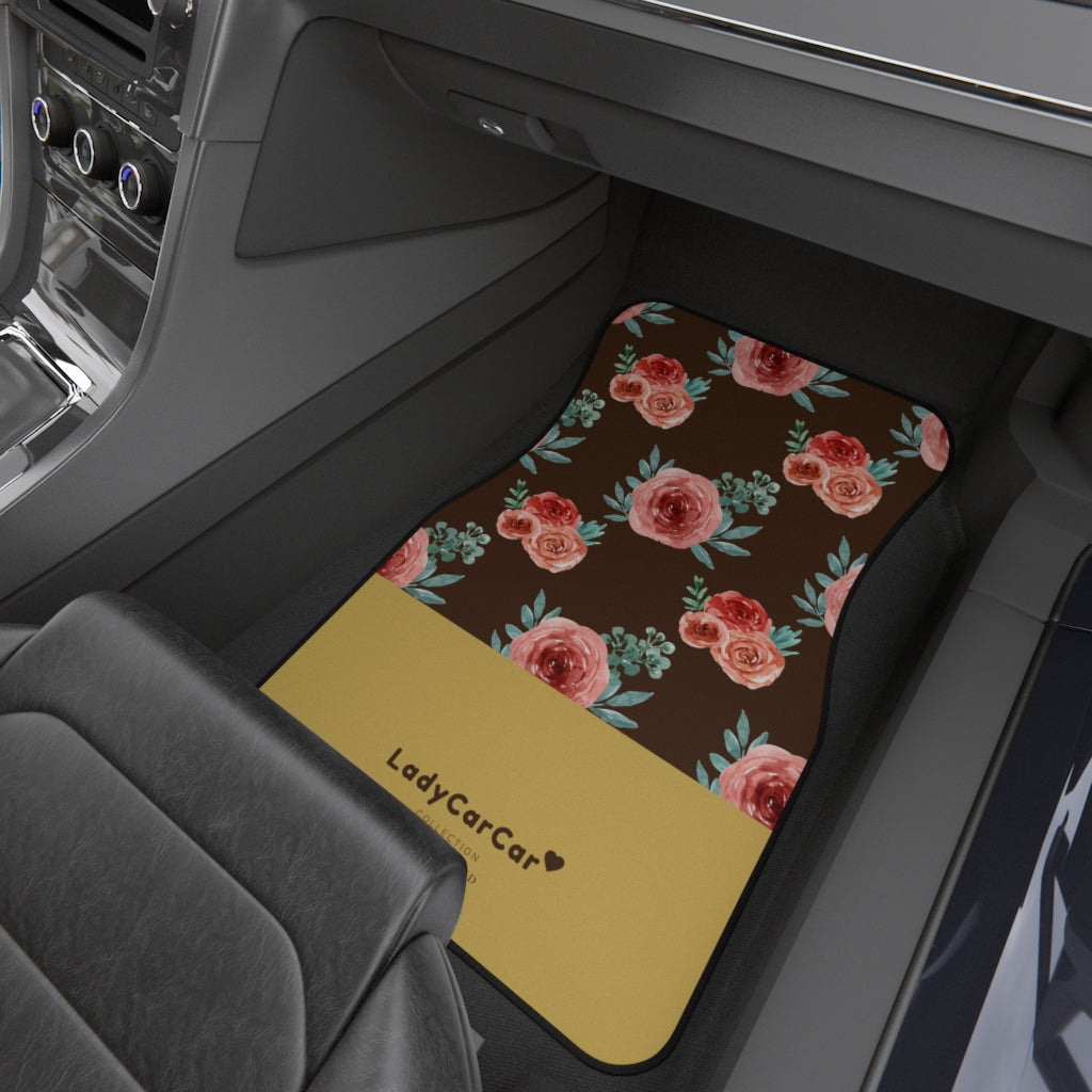 Garden rose I | mustard and brown | front car floor mats