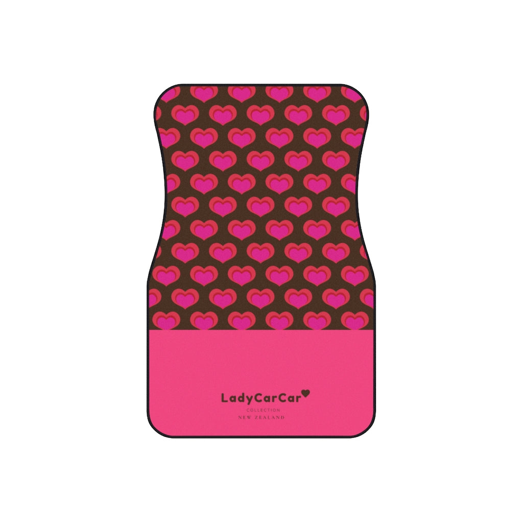 Choco hearts I | cherry | front car floor mats