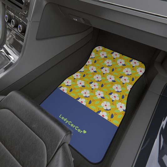 Busy lizzies garden | blue | front car floor mats