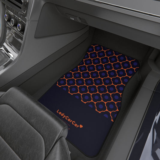 Chic quatrefoil I | orange and blue | front car floor mats