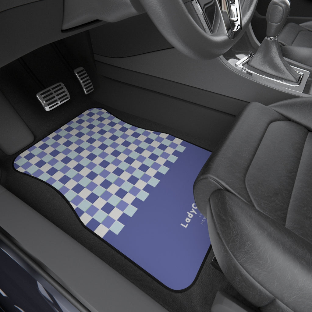 Bright summer plaids I | blue | front car floor mats