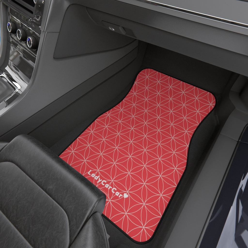 Japanese shippo pattern II | red | front car floor mats