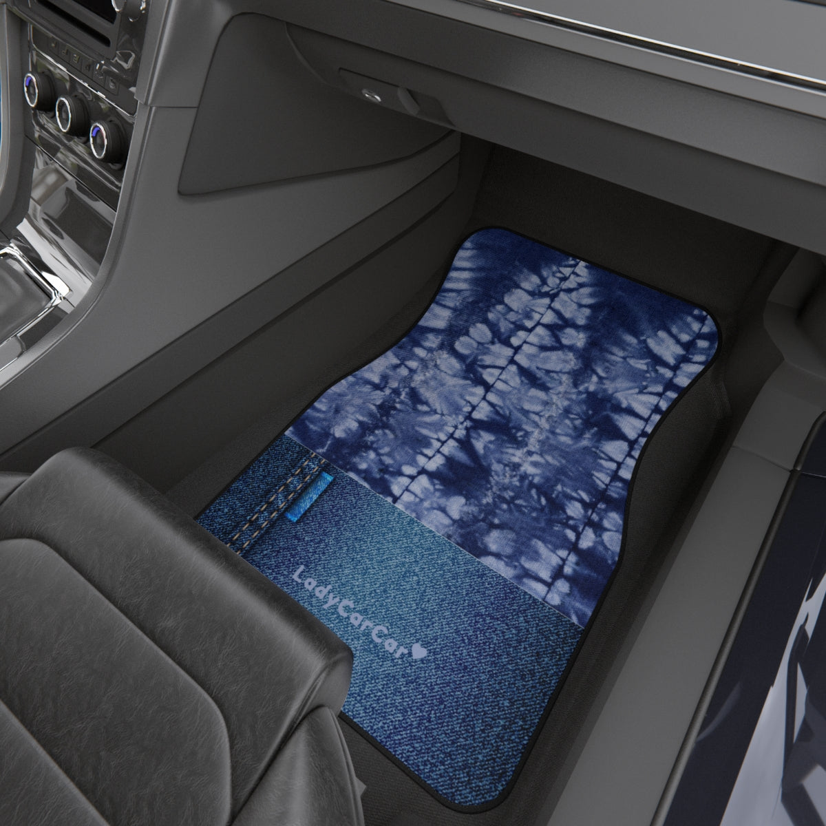 Tie Dye Dream I | blue and denim | front car floor mats