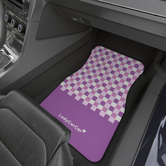 Bright summer plaids I | violet | front car floor mats