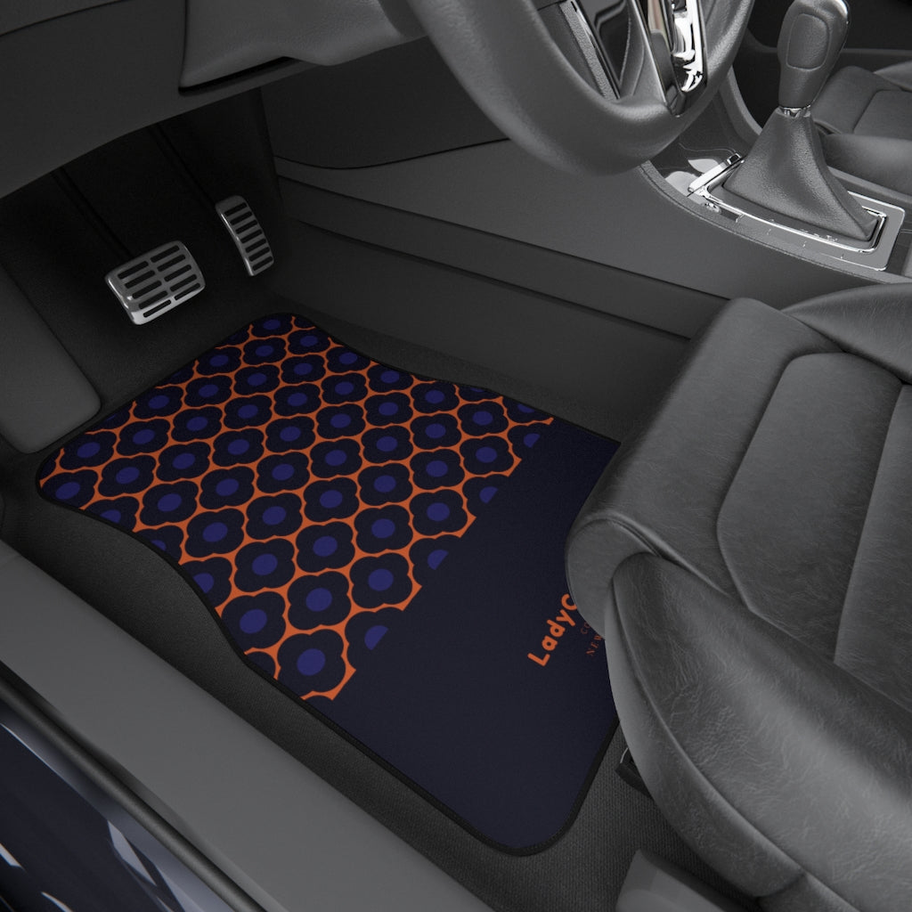 Chic quatrefoil I | orange and blue | front car floor mats