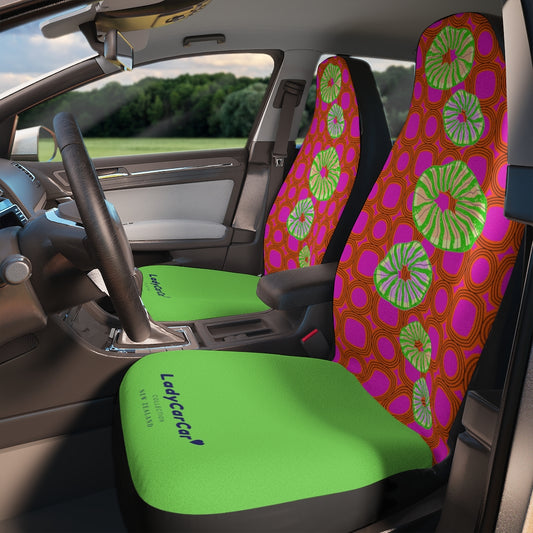 Retro mood and corals I | green | car seat covers