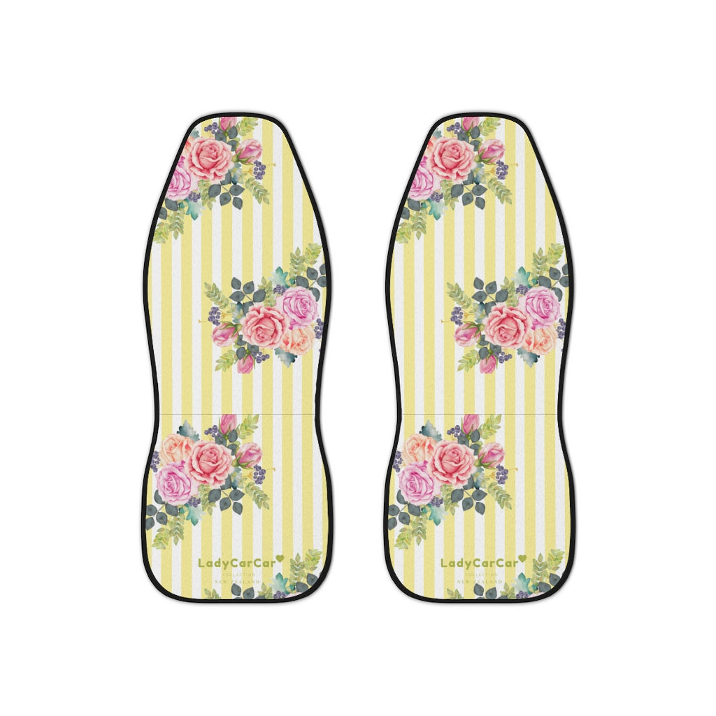 Cottage floral stripes | yellow | car seat covers