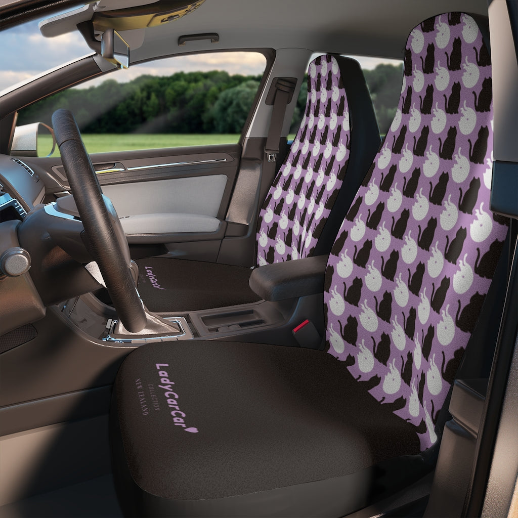 Kawaii black cats I | lavender | car seat covers