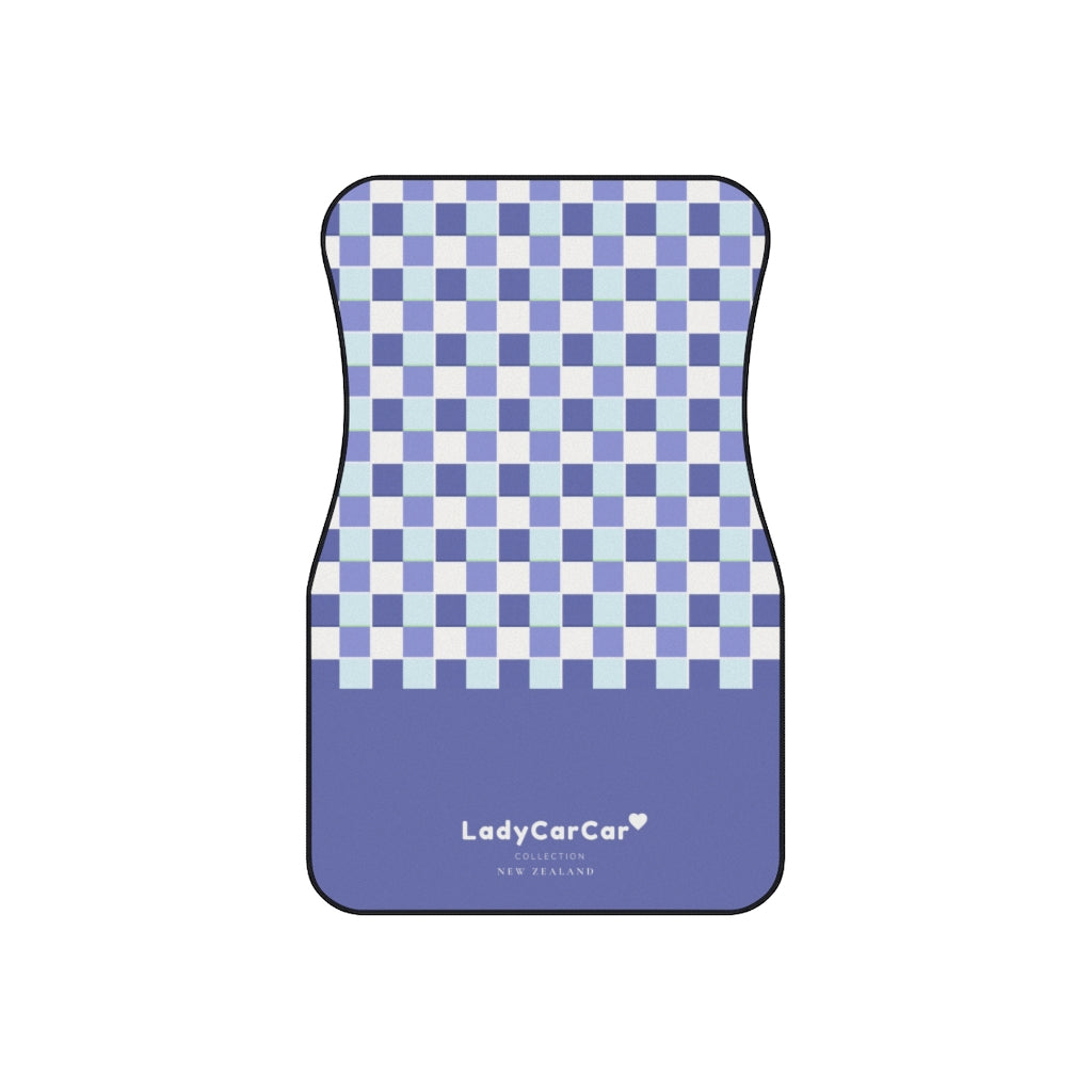 Bright summer plaids I | blue | front car floor mats