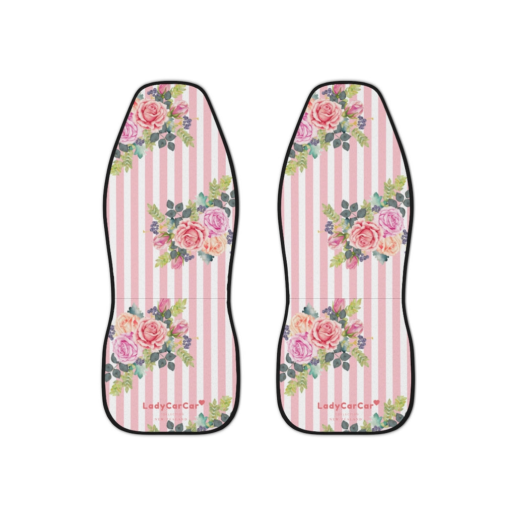 Cottage floral stripes | pink | car seat covers