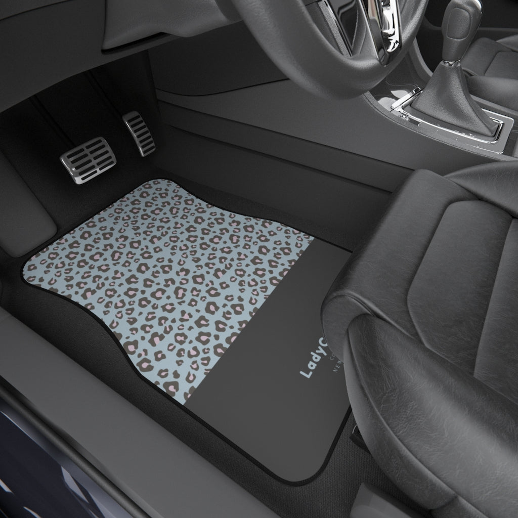 Cheetah & sweet I | baby blue | front car floor mats