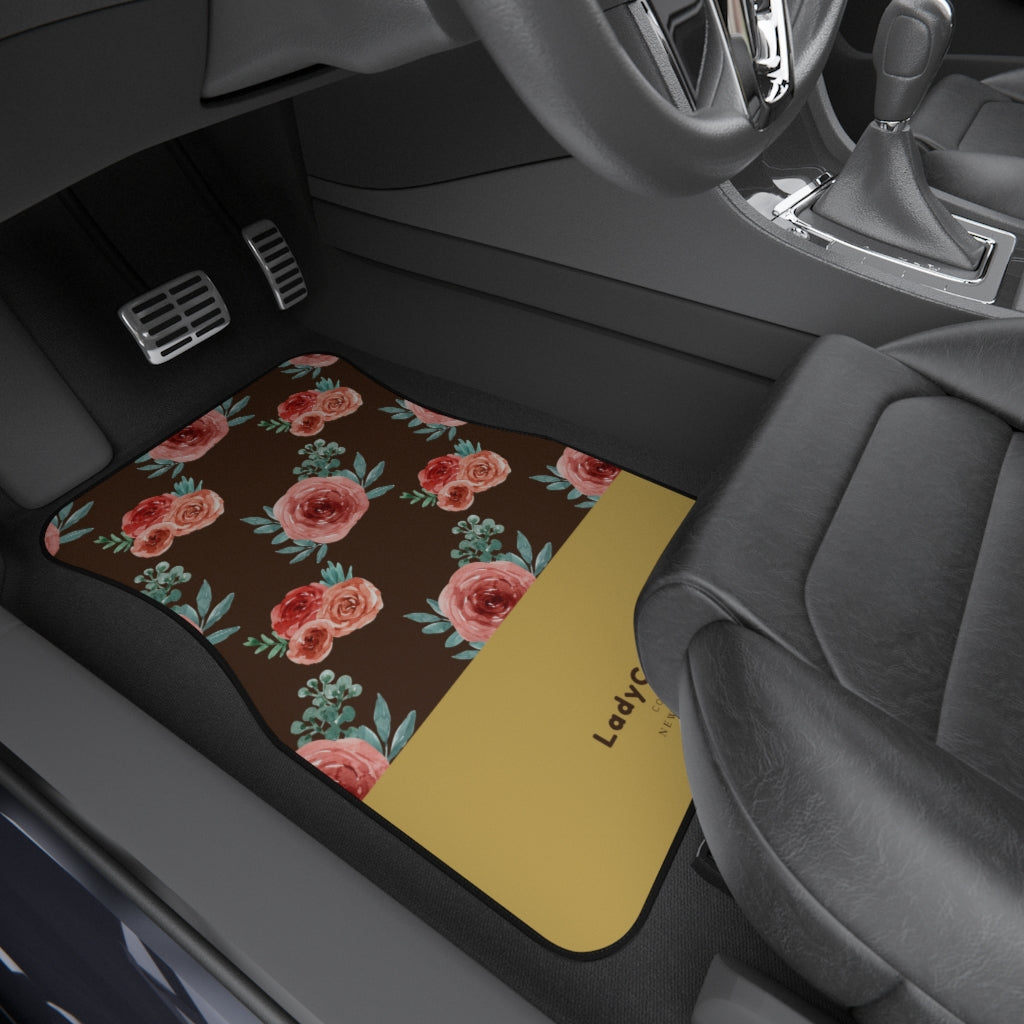 Garden rose I | mustard and brown | front car floor mats