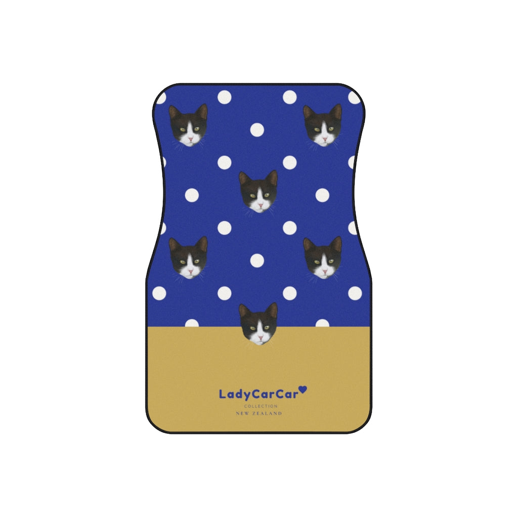 Cat playground I | mustard and blue | front car floor mats