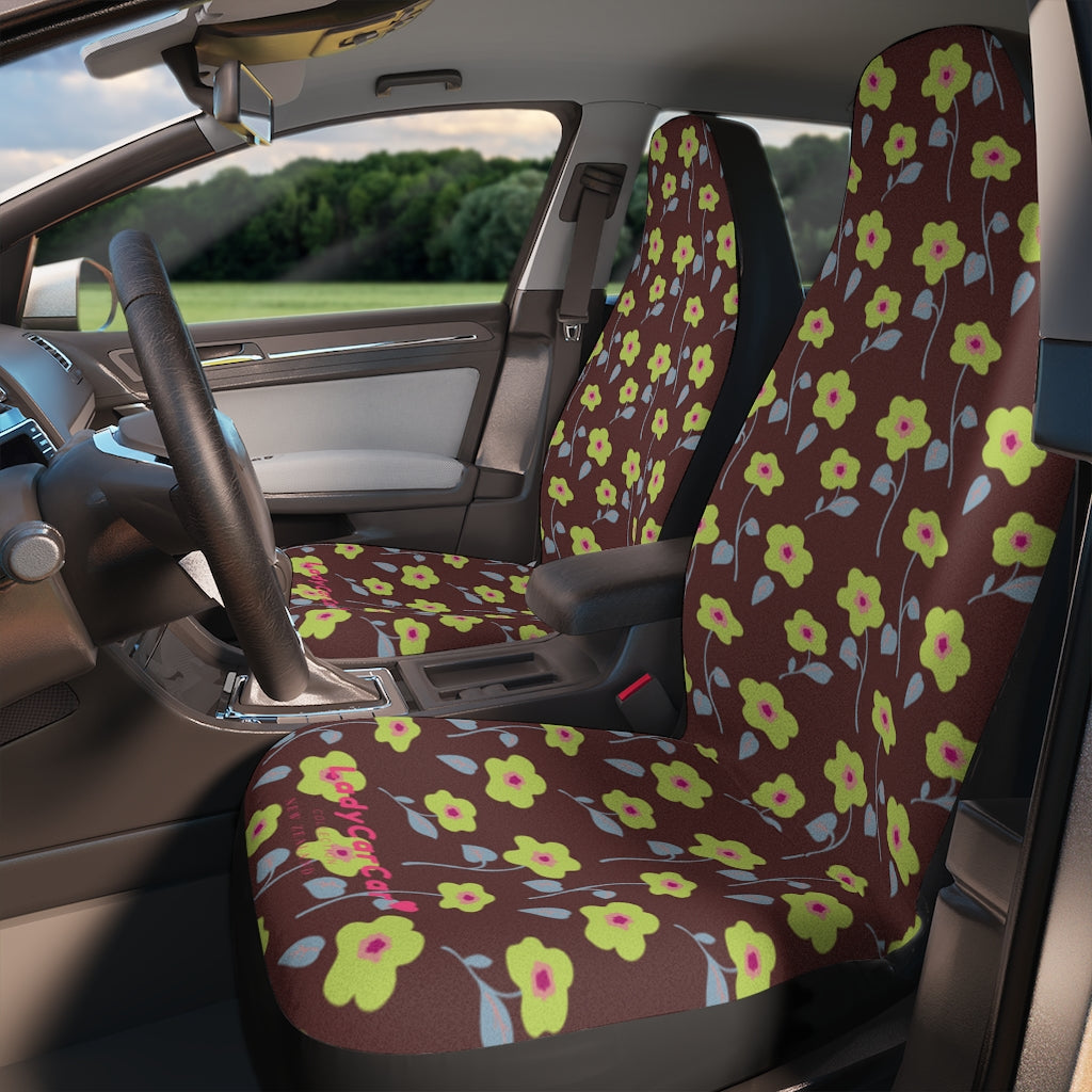 Floral medley | brown and yellow | car seat covers