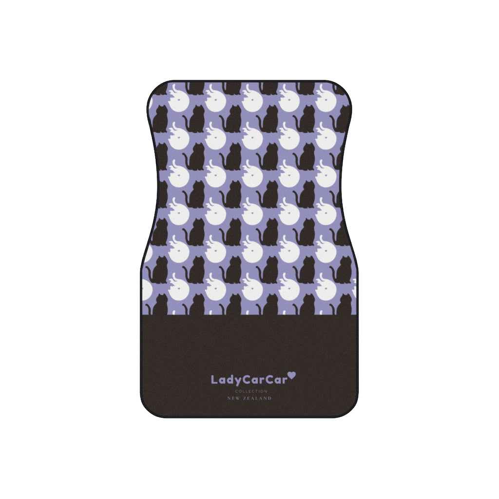 Kawaii black cats I | lilac | front car floor mats