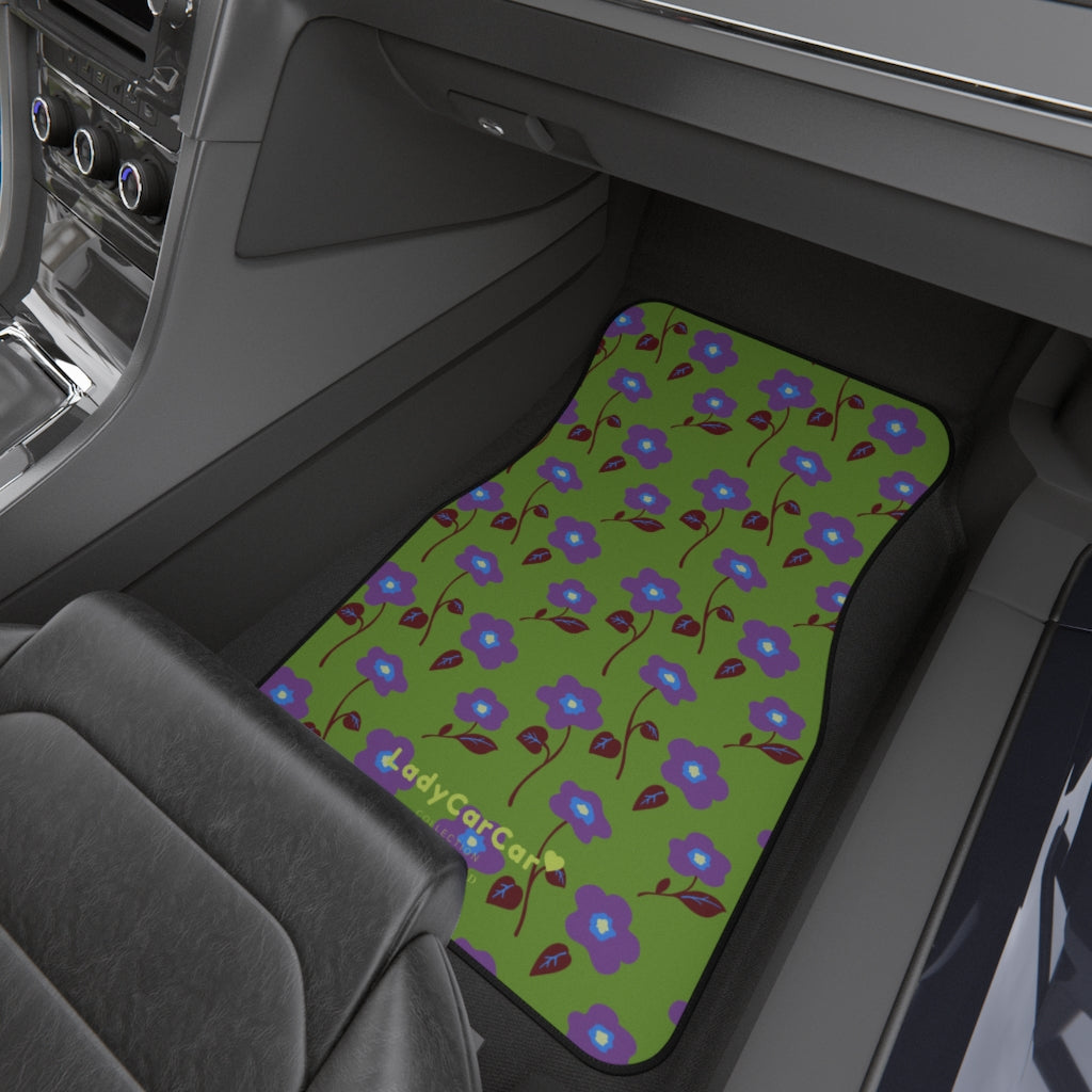 Floral medley | purple and forest green | front car floor mats