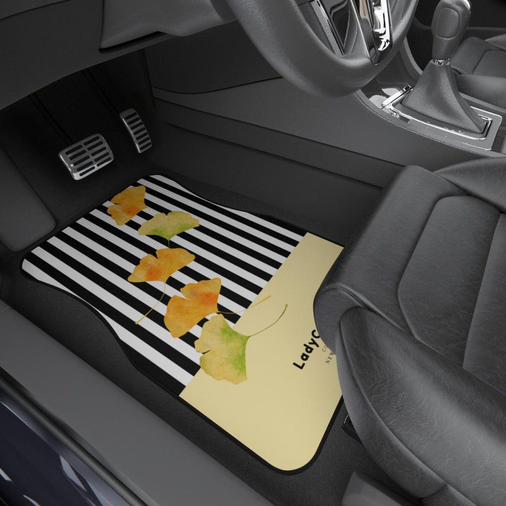 Ginkgo leaves x Stellapopo I | yellow and black | front car floor mats