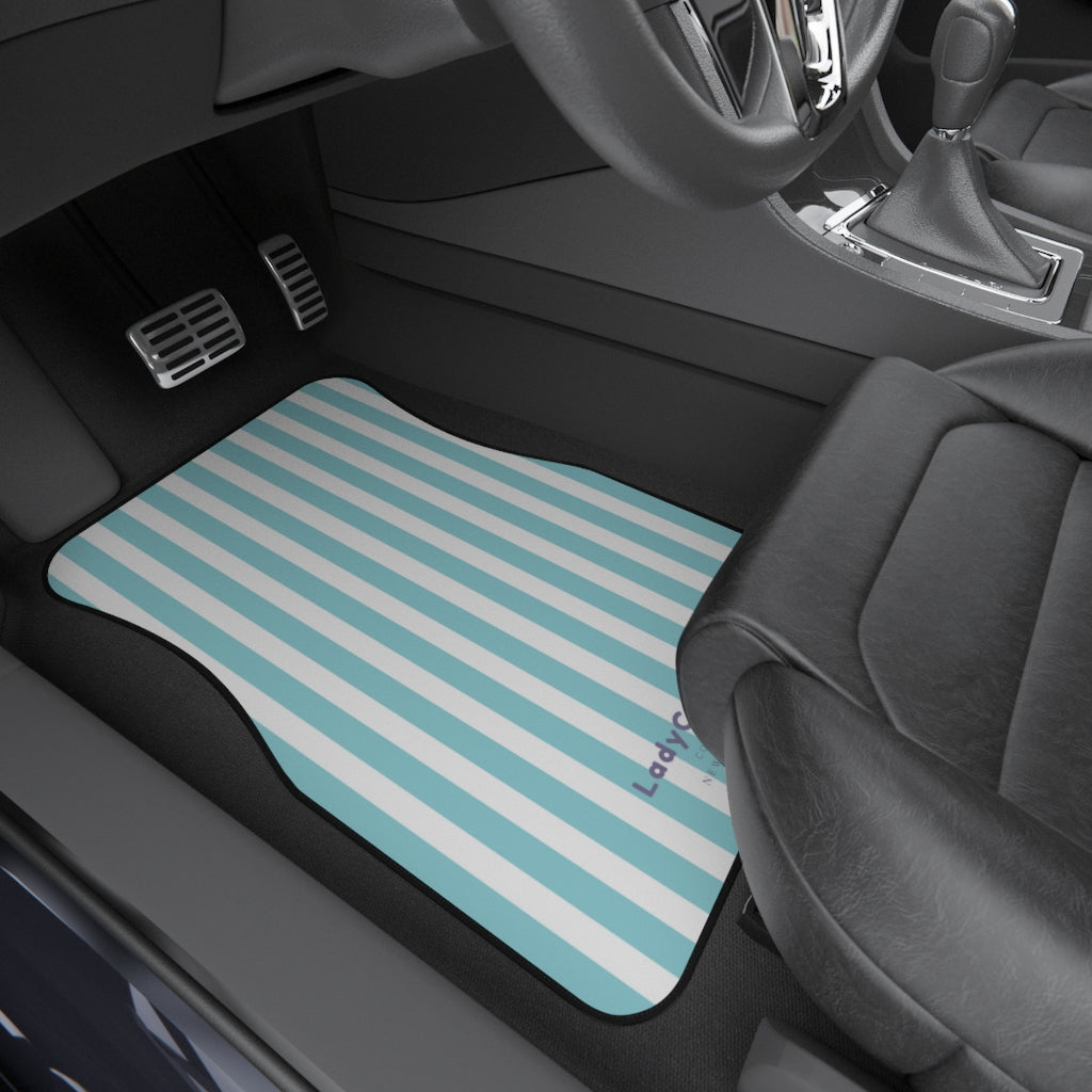 Cottage floral stripes (plain) | blue | front car floor mats