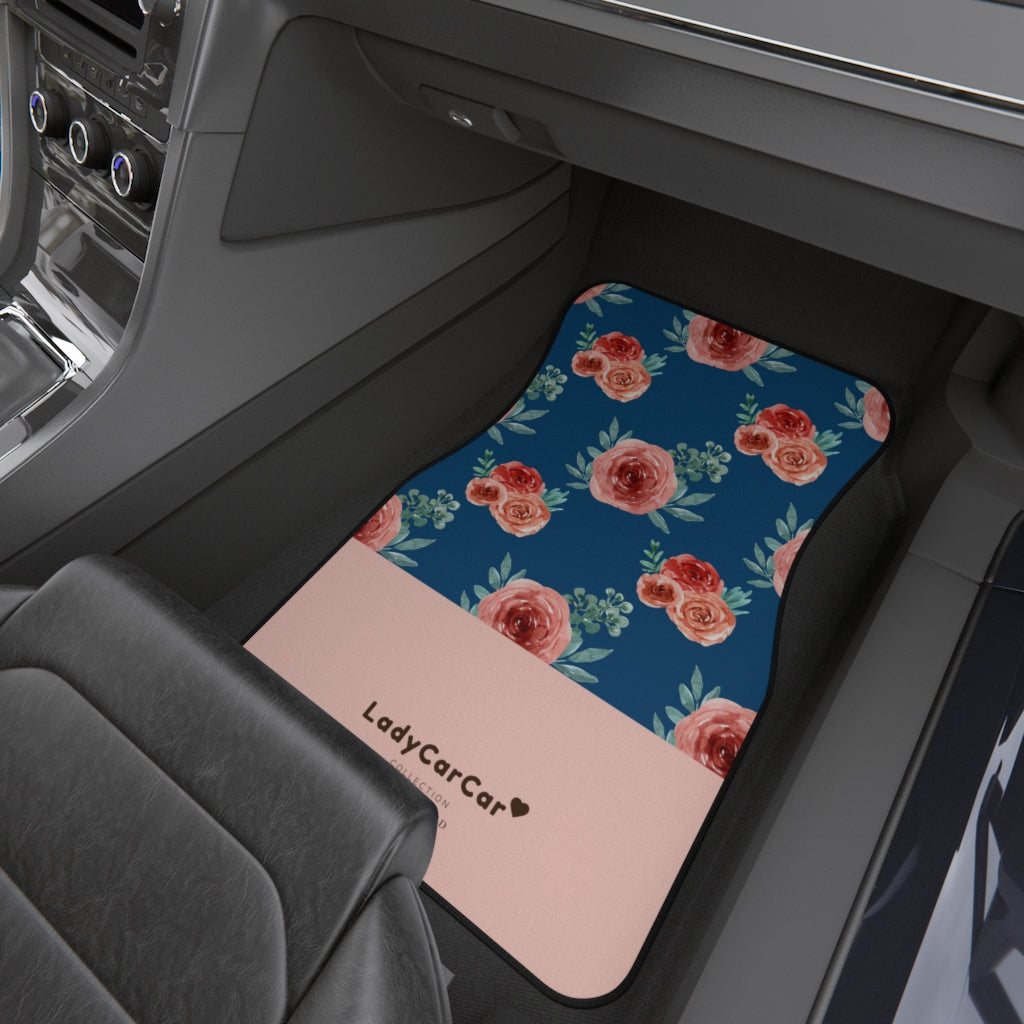 Garden rose I | pink and blue | front car floor mats