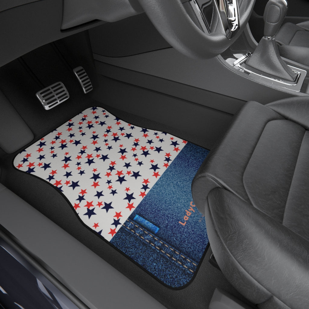 Starable I | red and denim | front car floor mats