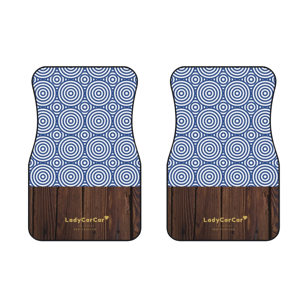 Onsen whimsy I | blue and wood | front car floor mats