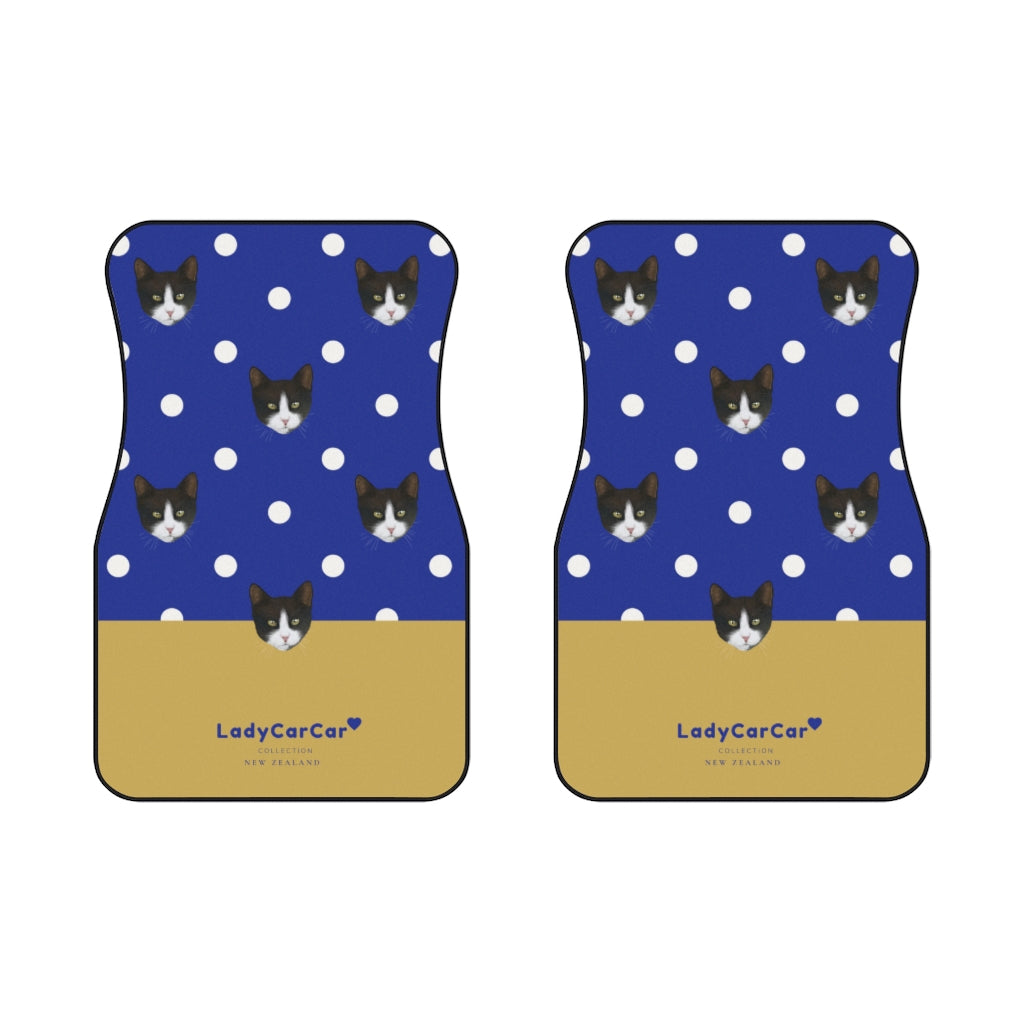 Cat playground I | mustard and blue | front car floor mats