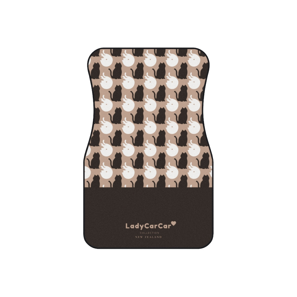 Kawaii black cats I | tan | front car floor mats