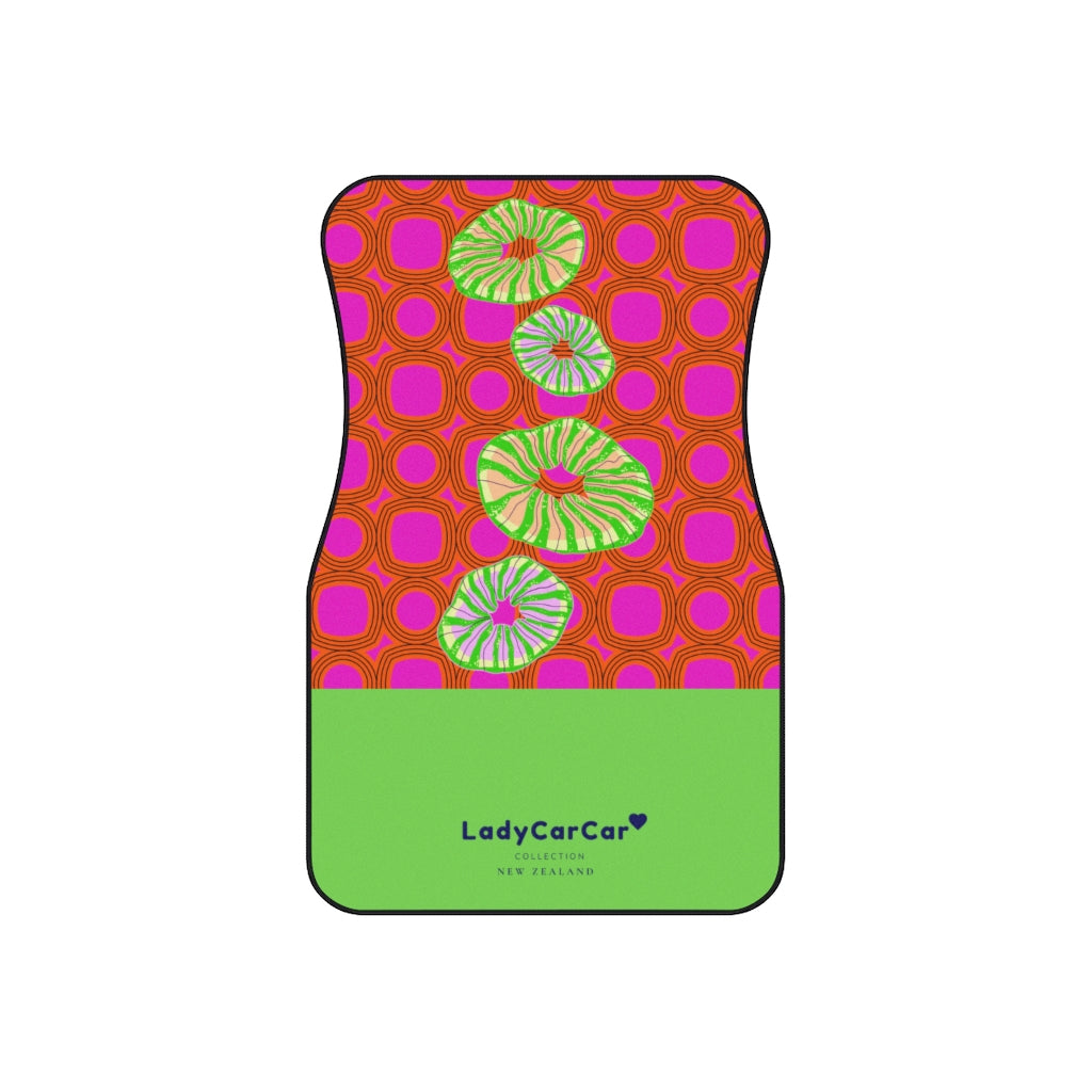 Retro mood and corals I | green | front car floor mats