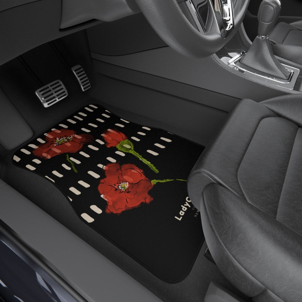 Poppies memories I | black | front car floor mats