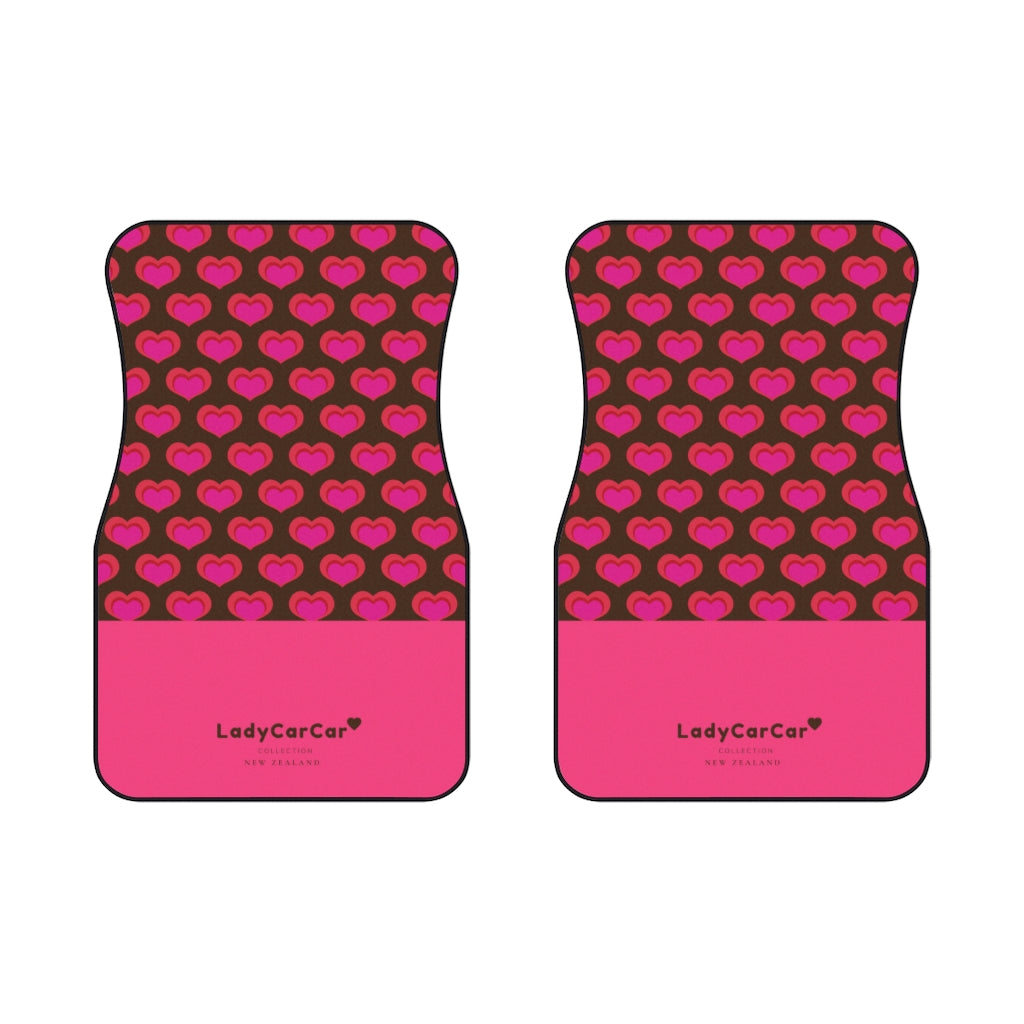 Choco hearts I | cherry | front car floor mats